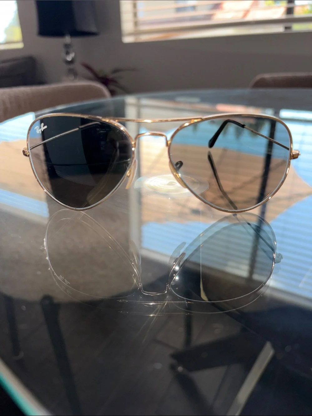 RAY BAN Aviator Metal Frame Sunglasses - Gold with Dark Lenses